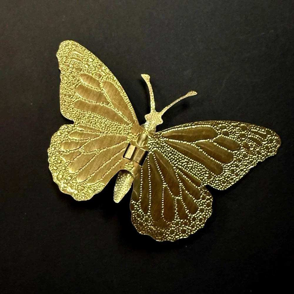Vintage Mid Century Modern Butterfly Home Interior Metal Wall Decor Art Gold MCM